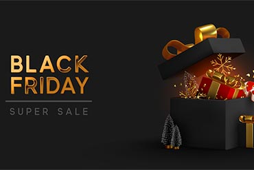 black fridsay sale message and christmas box