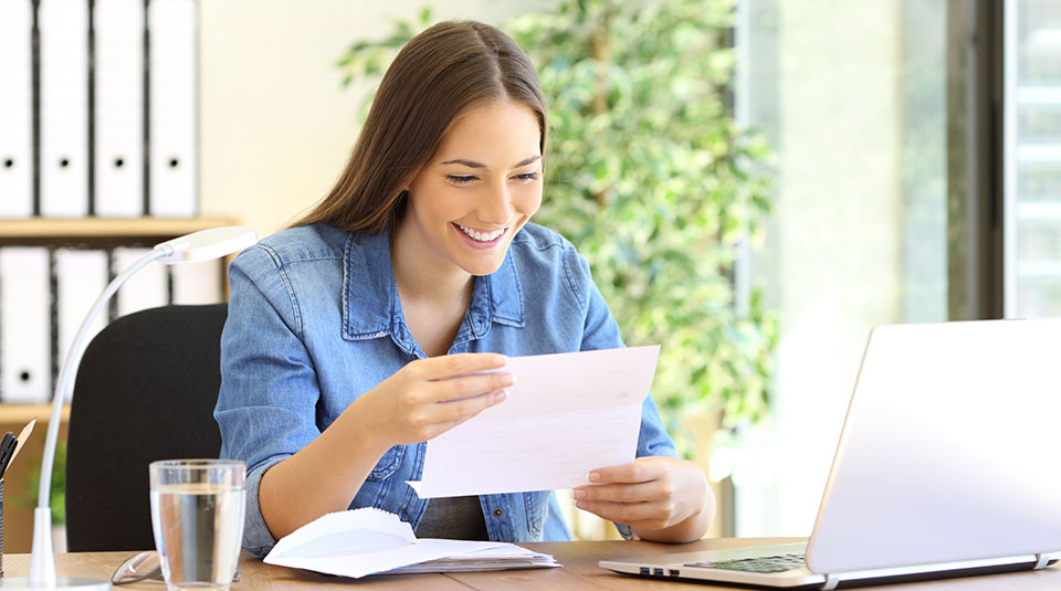 woman happy to receive some mail